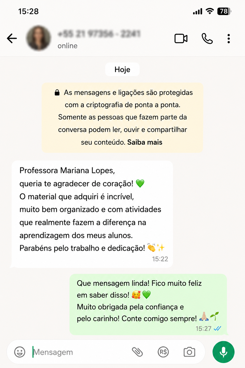 Depoimento 3 – WhatsApp